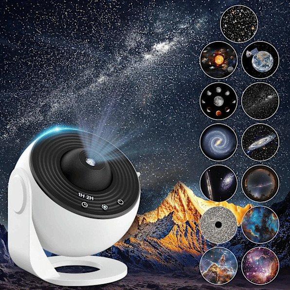 [LCS] Starry Sky Projector Planetarium Projector Starry Sky Projector Galaxy Ceiling Adult 12 Discs 360° Rotating Night Light Black+White
