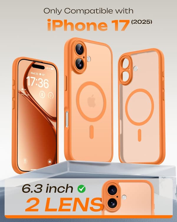 [LCS] Magnetisk deksel til iPhone 17 6,3-tommer, kompatibel med MagSafe (Oransje) iPhone 17