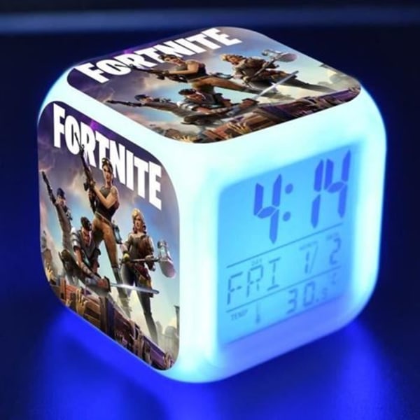 Fortnite LED- printed väckarklocka 7-färgs multifunktion natt li