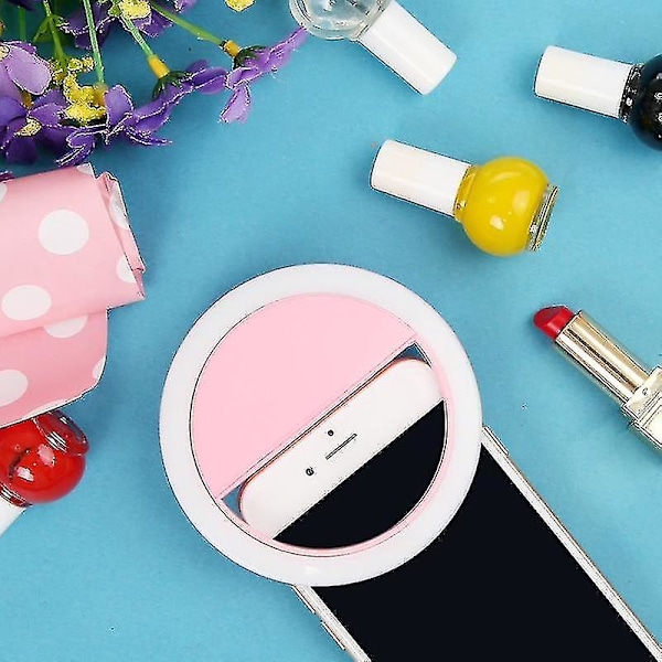 Genopladelig LED Selfie Ring med Clip-On Kompatibel med Smartphone
