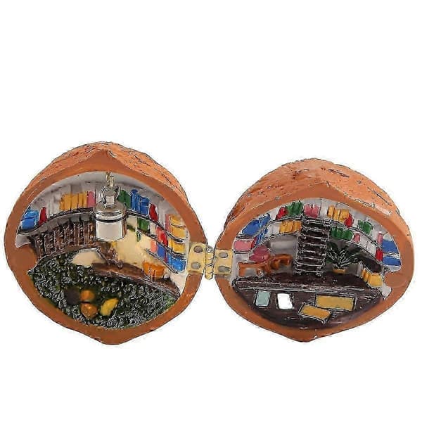 Valnøttskall, Bibliotek, Håndlaget Valnøttskall Dukkehus, Harpiks Nøtt Hemmelig 3D Scene, Harpiks Miniatyr js