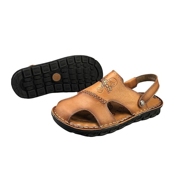 Herr Läder Casual Strandskor Andningsbara Halkfria Sandaler 44