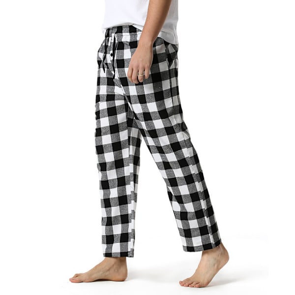 Supermjuka pyjamasbyxor i bomull för män svart vit XL black white