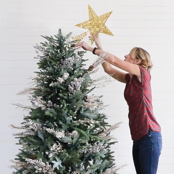 Gullglitter julestjerne til juletrepynt, 2