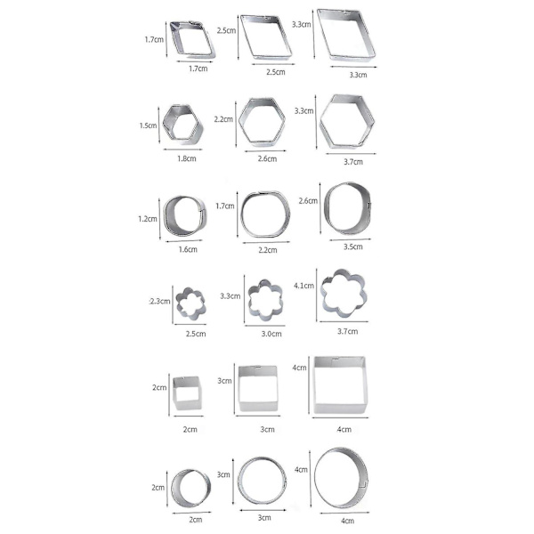 Mini Geometriska Kakformar Set 24 Stycken Bakning Metallformar (Rektangel)