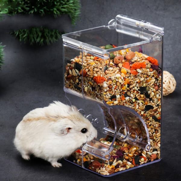 [LCS] Akryl Hamster Foderautomat Automatisk Dispenser Beholder Foderautomat Kompatibel med Små Kæledyr A