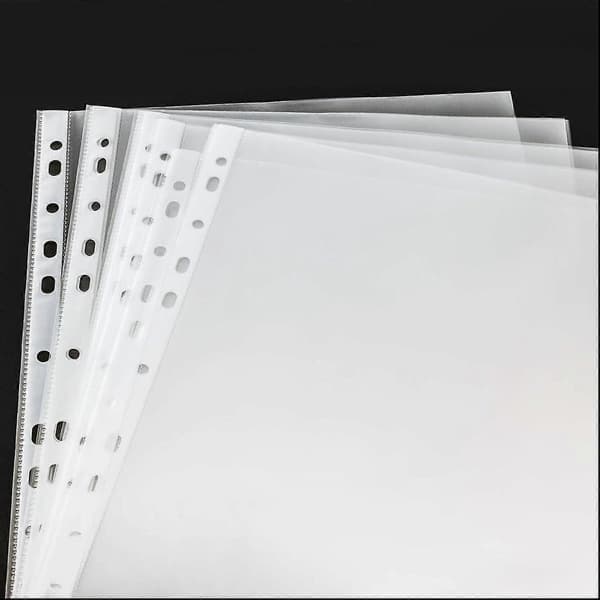 AURA 30 Micron Klare A4 Hul Lommer, Plastik Ark Beskytter til 11-Huls Pasform til 3 Ringbind, til Ringbind Mapper