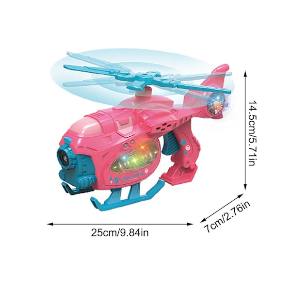 Rolig Magisk Bubbelblåsare Bubbelmaskin Elektrisk Automatisk Bubbelmaskin Tecknad Helikopter (Rosa)