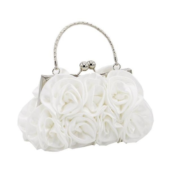 Utsökt Dam Söt Hand-i-hand Rosväska Festväska Clutch Väska Diagonal Väska white