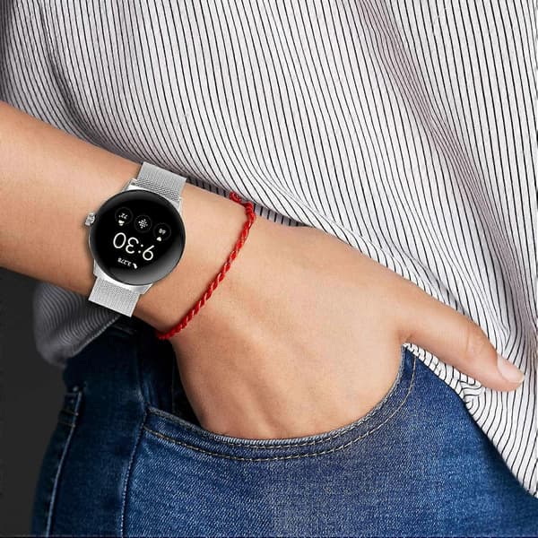 For Google Pixel Watch 3 45mm Milanese-rem i rustfritt stål med magnetisk netting Multicolor F