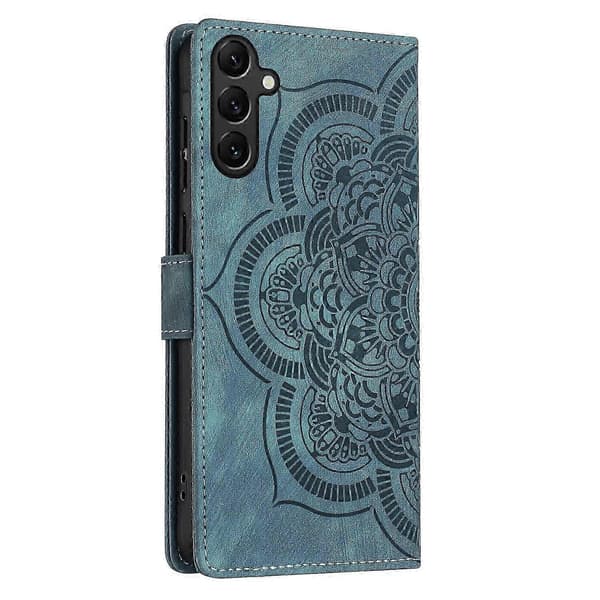 [LCS] Mandala präglat retro frostat läderfodral för telefon Blue For Samsung Galaxy A14