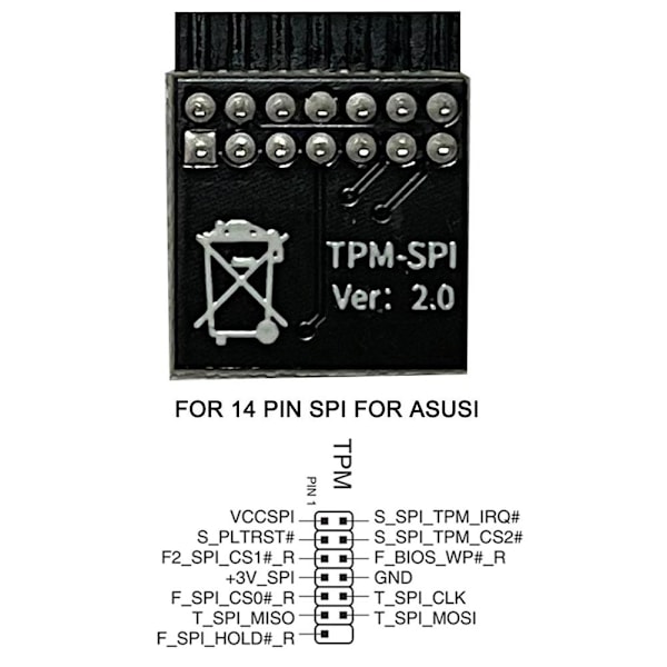 Tpm2.0 Sikkerhedsmodul Understøtter Multi-brand Bundkort 20- black 18pin lpc for ASROCK