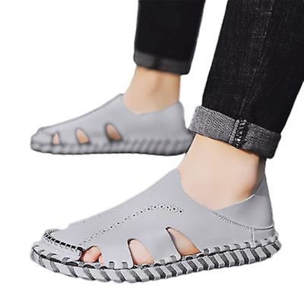 Herr Casual Sandaler Läder Strandskor Baotou gray 41