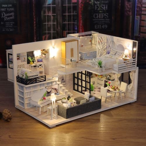 [LCS] Miniatyrhus DIY 3D Tre Møbler LED Hus Puslespill Dekor
