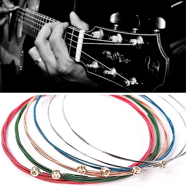 1 Sett 6 stk Regnbue Fargerike Gitarstrenger E-a