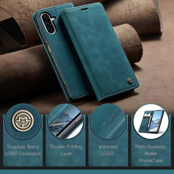 [LCS] För Samsung Galaxy A17 5G Plånboksfodral PU Läder Telefonfodral Stativ Blue