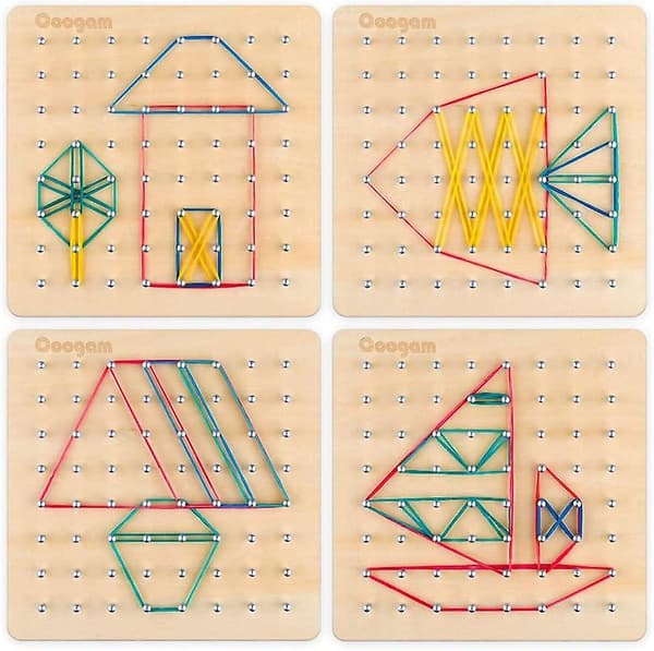 [LCS] Træ geoboard matematisk manipulerende materiale array blok geo board legetøj Kompatibel med børnegave