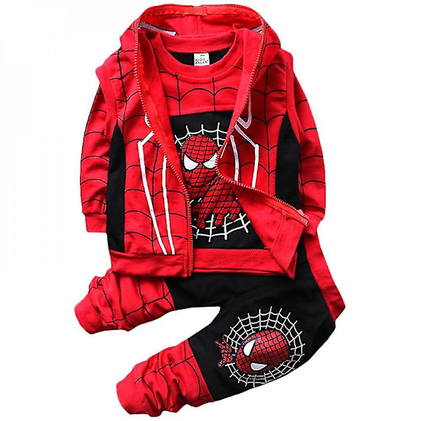 Barn Pojkar Spiderman Sportkläder Tröja Väst Byxor Kostym Kläder Black 2-3 Years