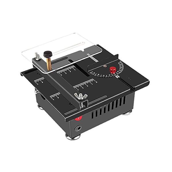 [LCS]100W Multifunksjonell bordsag Mini stasjonær elektrisk sagkutter Hastighet og vinkel justerbar 16MM kutting Black US Plug