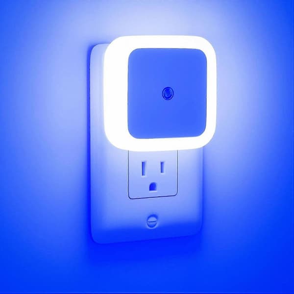 LED Natlamper 4-pak, Skumring til Daggry Sensor Væg Natlamper til Soveværelse, Blød Blå Belysning Natlys Sæt Blue