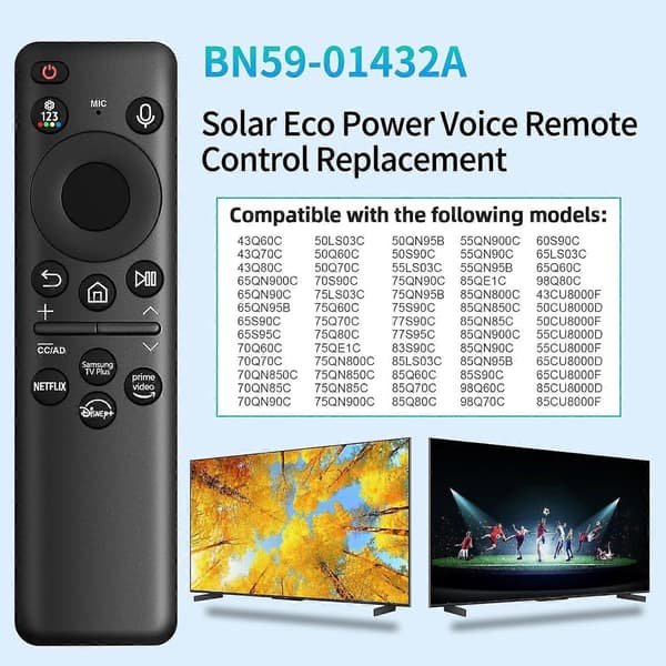 [LLC] 2025 Nyeste modell BN59-01432A Solar stemmefjernkontroll for Samsung TV