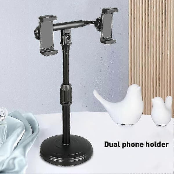 [LCS] Justerbar dobbelt enheds supportstander Live Streaming Telefonholder med base