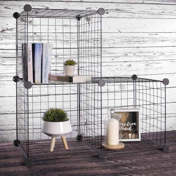 4 Kub Wire Förvaringshyllor | Pukkr Svart (Svart)
