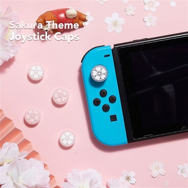 För nintendo switch sakura joystick cap för nintendo switch lite joy con grip cover tumgrepp kepsar knappar tillbehör case Sakura yellow red 2