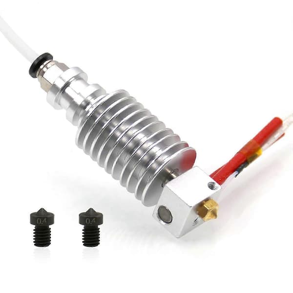 3D Printer Hotend 12V med 2 STK Hærdede Stål 0,4 mm Dyser til E3D V6 Ekstruder Udskiftningsdele