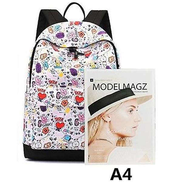 Kpop BTS Bangtan Jungen Tecknad BT21 Ryggsäck BTS Karaktär Grafik Mesh Ryggsäck