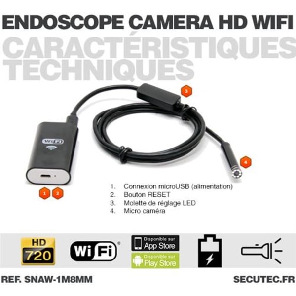 Vattentät 720P WiFi HD endoskopkamera med syn på iPhone a