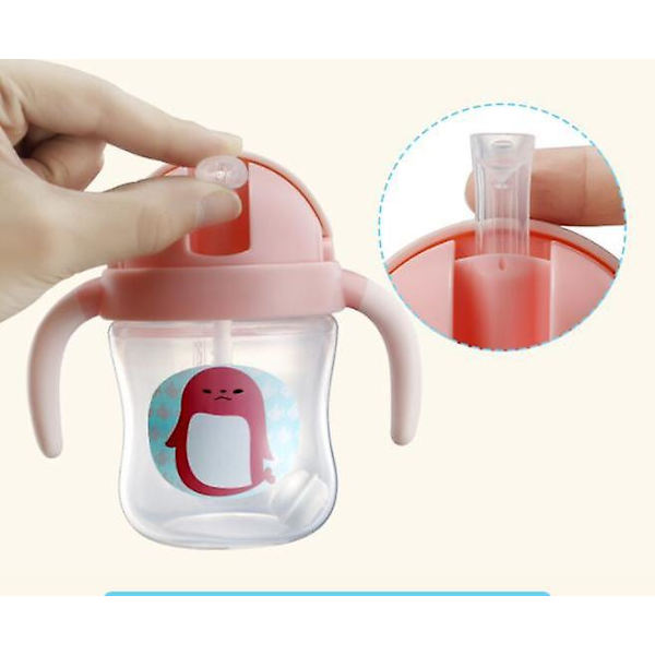 180ml Barne Vannkopp Barn Drikkekopp Skyvedeksel Anti-Lekkasje Kopp (Rosa)