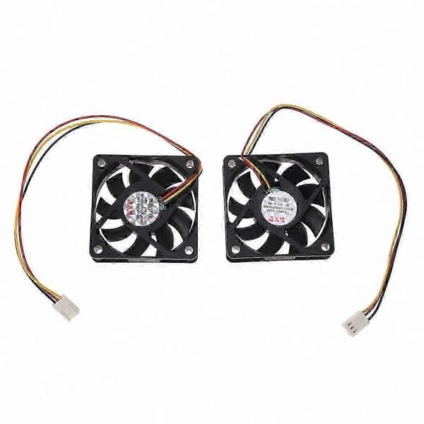 12V DC 60mm Kylfläkt för CPU, 3-Pin Kontakt, Svart, 2-Pack Black