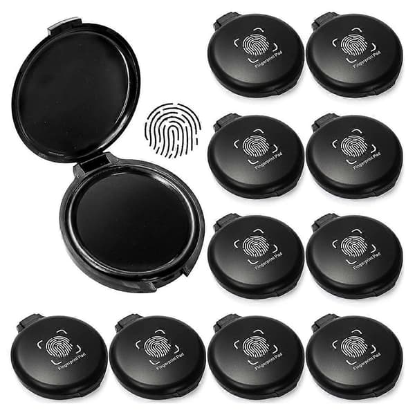 10-pack Fingeravtrycksdynor, Mini Svart Tumavtrycksdyna, Lätt att Tvätta Bärbart Tumavtryckskit Black