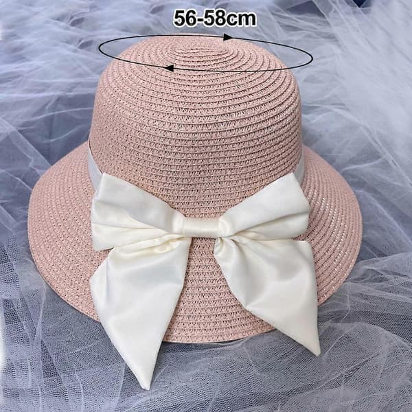 56-58 cm hatteomkreds kvinders stor skyggehat sommerhat strand solhat sløjfe stråhat
