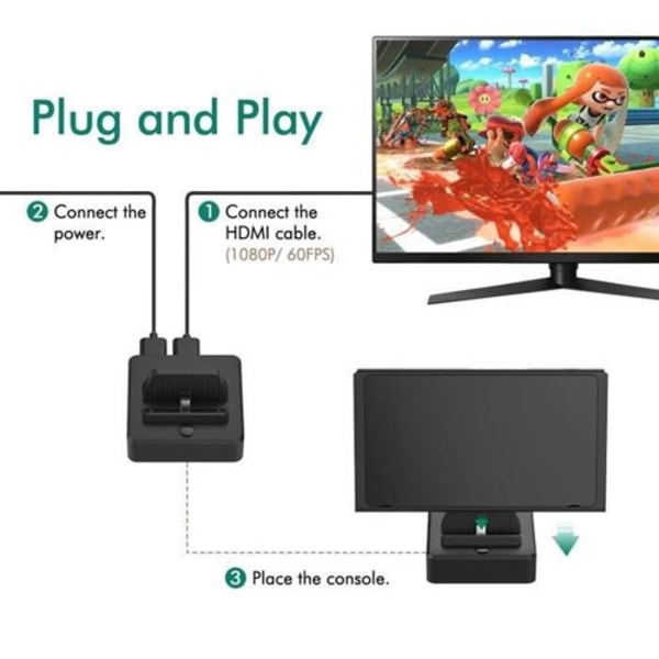 DOBE Dokkingstasjon Nintendo Switch Bærbar TV Lader Stan