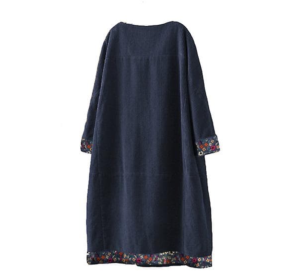 [LCS] Dame Oversize Tunika Kjole Fløjls Langærmede Toppe navy XL