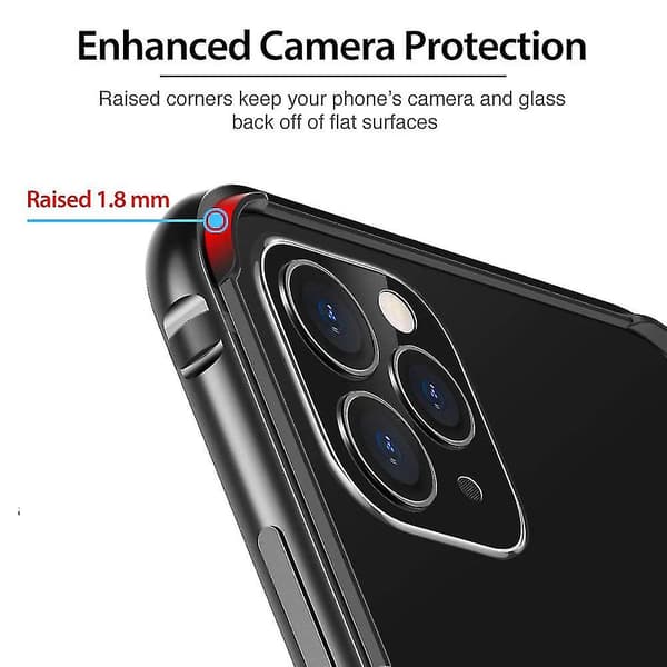 Bumper-cover kompatibel med iPhone 11 Pro, metalramme-rustning med blød Grey