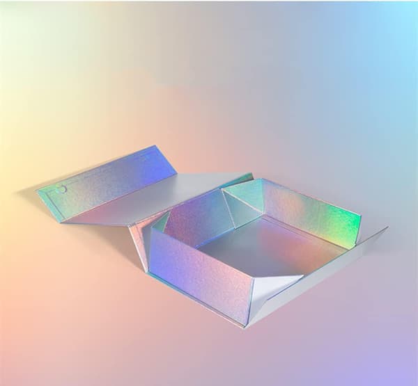 [LCS] Magnetiska presentförpackningar med lock (1 st), 33x25x12 cm Stora presentförpackningar, holografiskt silver Lyxigt starka