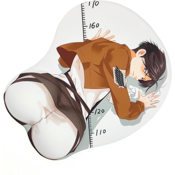 Attack on Titan Levi Anime Musmatta med Handledsstöd Gaming 3D Musmattor 2-vägs Skin (levi-2)
