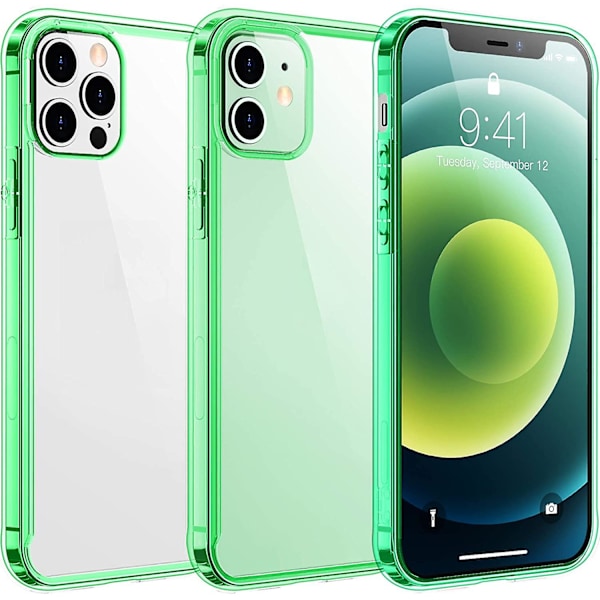 Kirkas suojakuori yhteensopiva iPhone 12 -kuoren/yhteensopiva iPhone 12 Pro -kuoren kanssa Green
