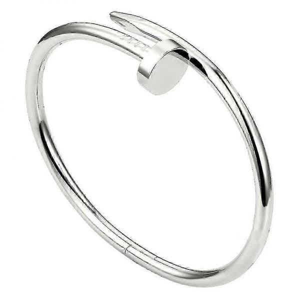 Rustfritt stål moteriktig naglehode armbånd, glatt overflatedesign Silbrig