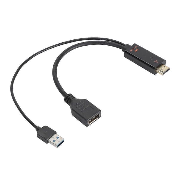 WXHHD multimediegrensesnitt til DisplayPort-kabeladapter med USB-strøm 3840x2160 60Hz 9,8 tommer lang videokabeladapter