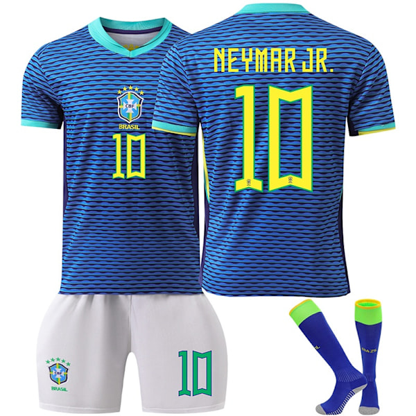24-25 Brasilien udebanekids fodboldtrøjer sæt fodboldtøj nr. 10 Neymar-Xin 16