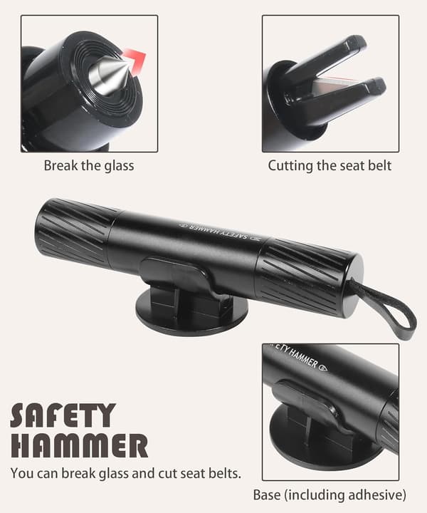 [LCS]Safe Pro X bilhammer, automatisk vindueshammer til land og under vand, sort Black