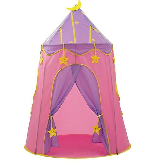 [LCS] Barn som leker hopfällbart tält, prinsesslott barntält pink