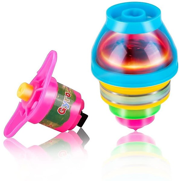 5-pakning LED Lysende Blinkende UFO Snurrebasser med Gyroskop Nyhet Leker i Bulk