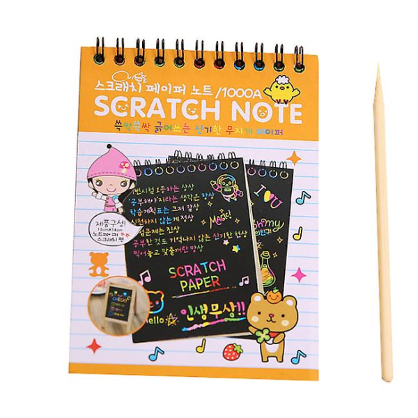 2st Rainbow Scratch Mini Art Notes.diy Party Favor Supplies Kit orange