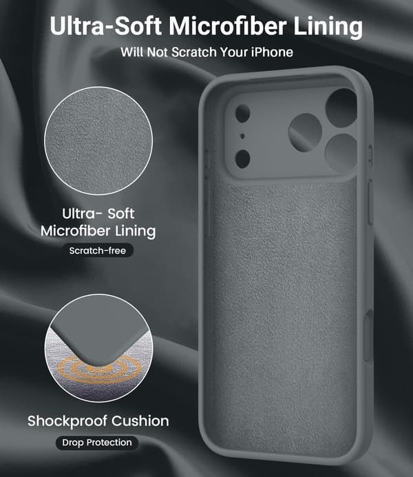 [LCS] Magsafe-kompatibelt ultratynt deksel til iPhone 17 Pro Max - Myk silikon iPhone 17 Pro Max iPhone 17 Pro Max Gris anthracite