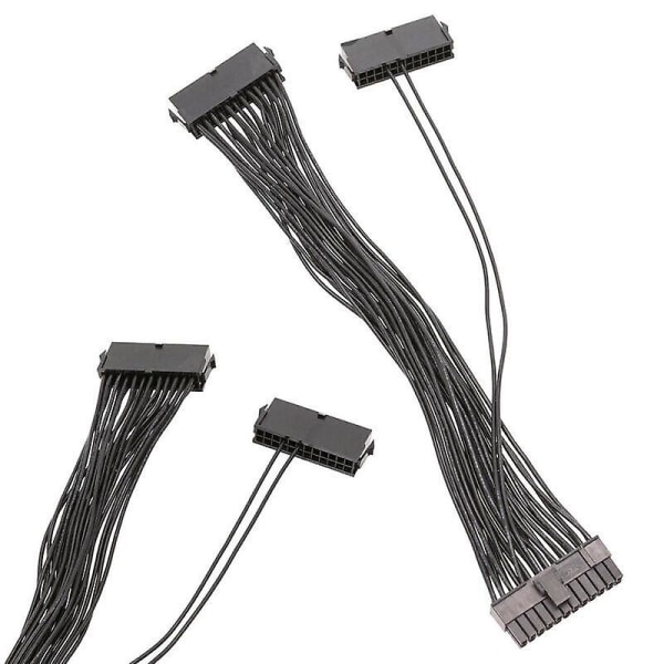 30CM Dobbel PSU Strømforsyningssplitterkabel for 24-Pinners Hovedkort 18AWG